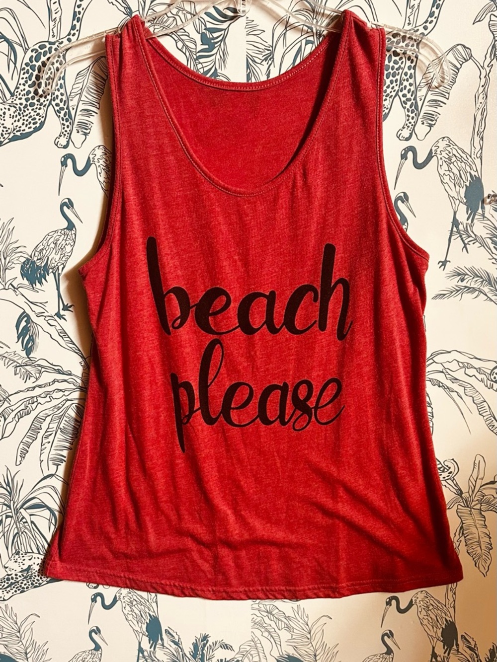 Red 'Beach Please' Graphic Tank Top - Women's Casual Beachwear